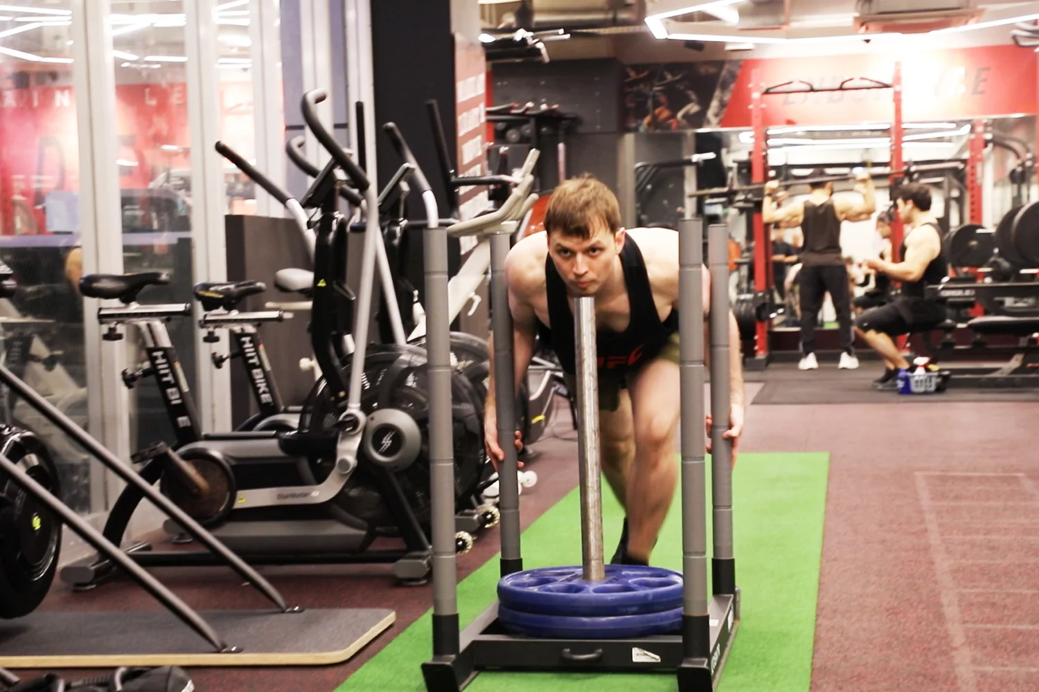 Sled push training at UFC Gym Yoga